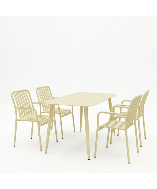 Τραπεζαρία Heven Vista pakoworld σετ 5τεμ σαμπανί αλουμίνιο 120x70x72εκ