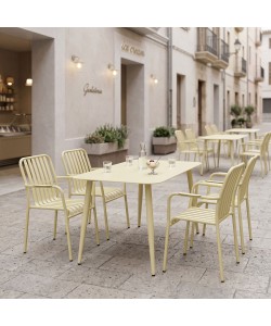 Τραπεζαρία Heven Vista pakoworld σετ 5τεμ σαμπανί αλουμίνιο 120x70x72εκ