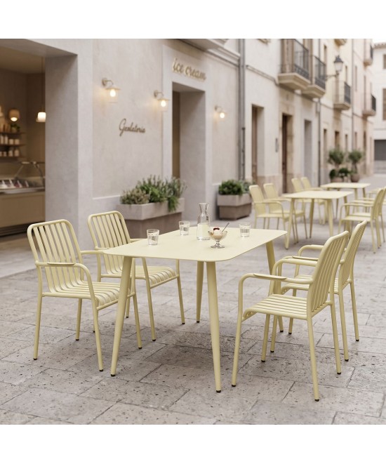 Τραπεζαρία Heven Vista pakoworld σετ 5τεμ σαμπανί αλουμίνιο 120x70x72εκ