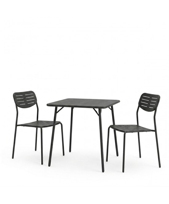 Τραπεζαρία Moraja Deraby I pakoworld σετ 3τεμ μαύρο μέταλλο 70x70x73εκ