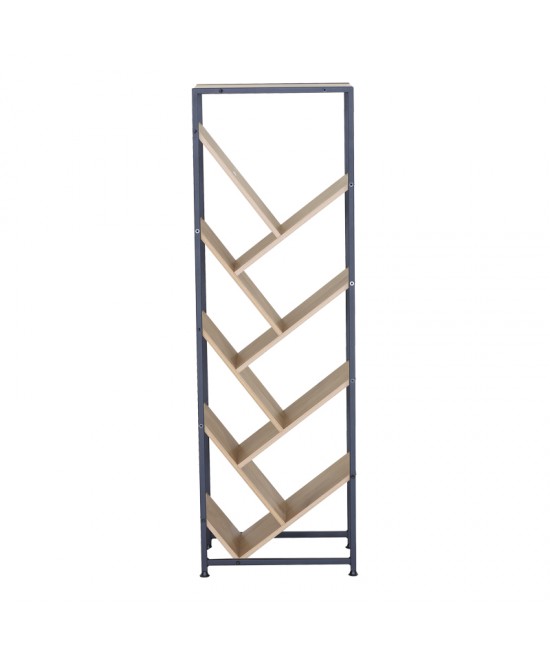 Βιβλιοθήκη Orunta pakoworld oak- μαύρο μέταλλο 40x26.5x125εκ