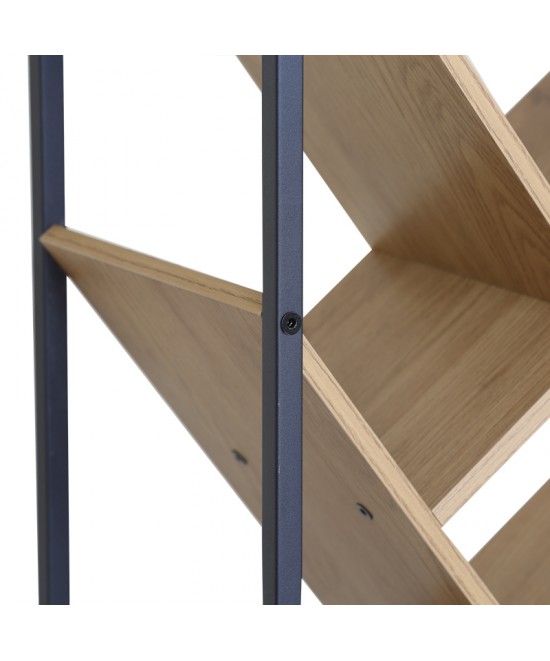 Βιβλιοθήκη Orunta pakoworld oak- μαύρο μέταλλο 40x26.5x125εκ