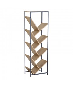 Βιβλιοθήκη Orunta pakoworld oak- μαύρο μέταλλο 40x26.5x125εκ