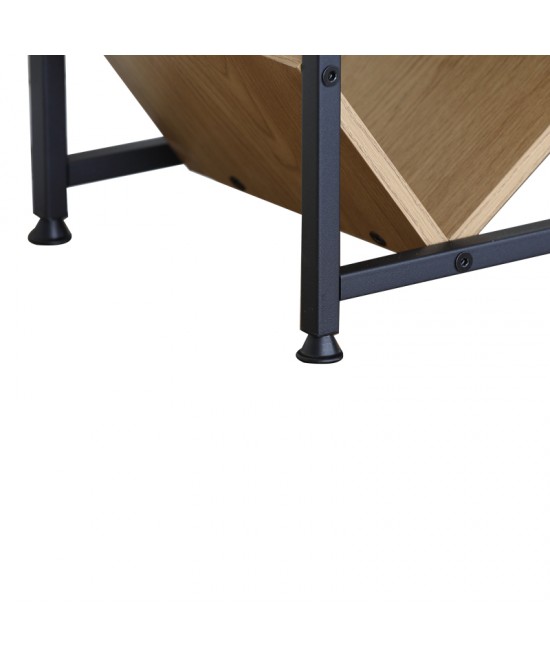 Βιβλιοθήκη Orunta pakoworld oak- μαύρο μέταλλο 40x26.5x125εκ