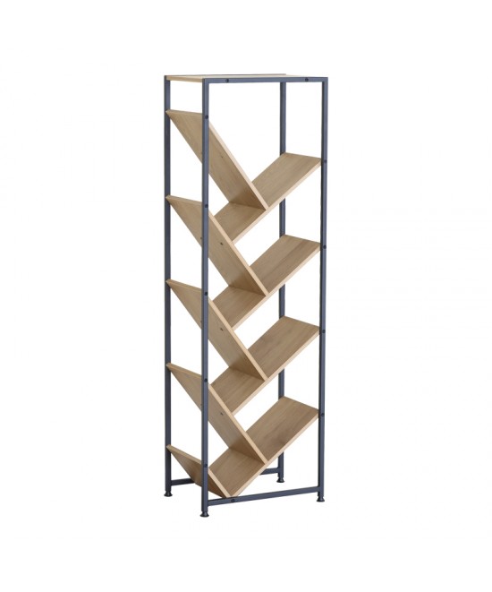 Βιβλιοθήκη Orunta pakoworld oak- μαύρο μέταλλο 40x26.5x125εκ