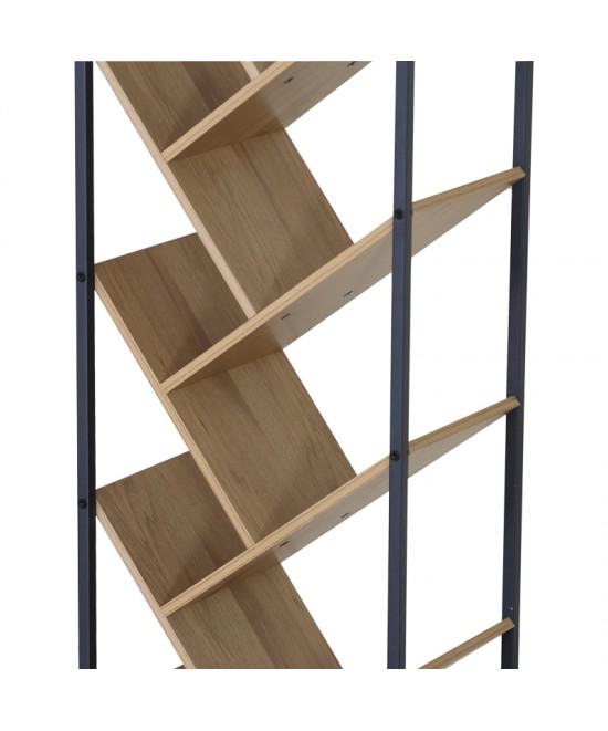 Βιβλιοθήκη Orunta pakoworld oak- μαύρο μέταλλο 40x26.5x150εκ