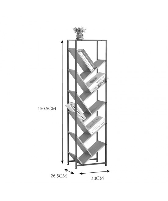 Βιβλιοθήκη Orunta pakoworld oak- μαύρο μέταλλο 40x26.5x150εκ