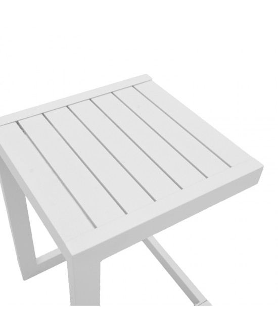 Τραπεζι Aether pakoworld αλουμίνιο σε λευκή απόχρωση 37.5x36.5x53εκ