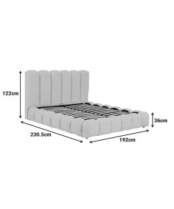 Κρεβάτι Nuvem pakoworld μπουκλέ υφασμα μπεζ με αποθηκευτικό χώρο 160x200εκ