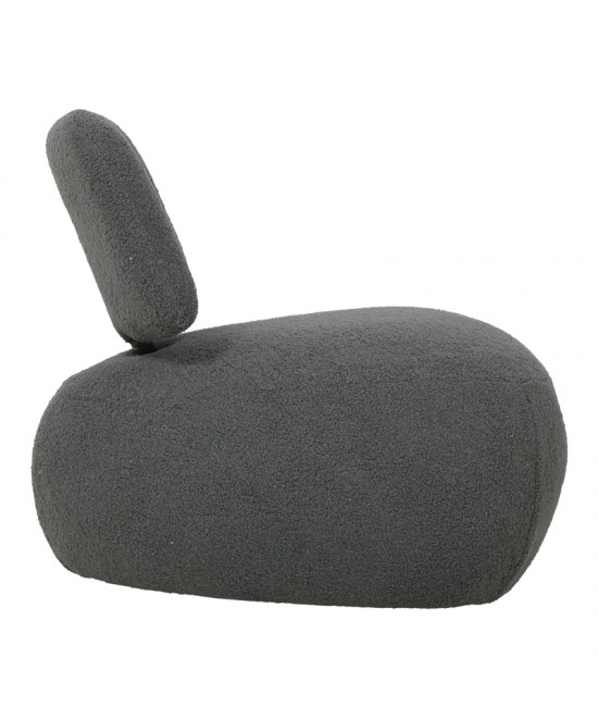 Πολυθρόνα Stonie pakoworld μπουκλέ ύφασμα ανθρακί 67x73x67εκ