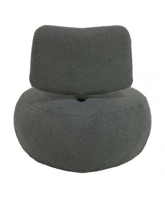 Πολυθρόνα Stonie pakoworld μπουκλέ ύφασμα ανθρακί 67x73x67εκ