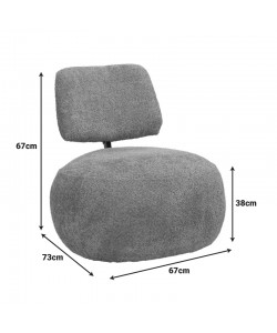 Πολυθρόνα Stonie pakoworld μπουκλέ ύφασμα ανθρακί 67x73x67εκ