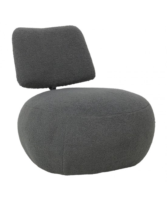 Πολυθρόνα Stonie pakoworld μπουκλέ ύφασμα ανθρακί 67x73x67εκ