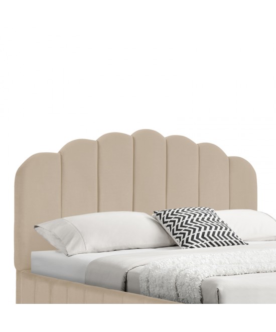 Κρεβάτι Tatiana pakoworld βελούδο μπεζ με αποθηκευτικό χώρο 160x200εκ