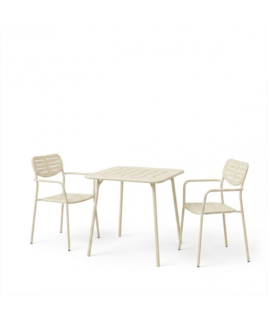 Τραπεζαρία Moraja Deraby pakoworld σετ 3τεμ κρεμ μέταλλο 70x70x73εκ