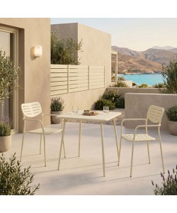 Τραπεζαρία Moraja Deraby pakoworld σετ 3τεμ κρεμ μέταλλο 70x70x73εκ