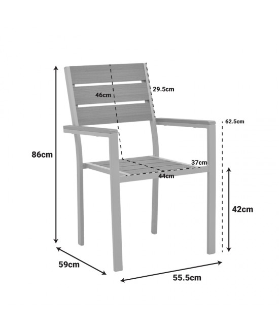 Πολυθρόνα Breze pakoworld στοιβαζόμενη plywood σε φυσική-αλουμίνιο σε cappuccino απόχρωση 57.5x60x88εκ