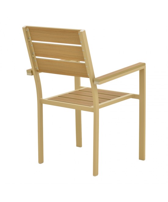 Πολυθρόνα Breze pakoworld στοιβαζόμενη plywood σε φυσική-αλουμίνιο σε cappuccino απόχρωση 57.5x60x88εκ