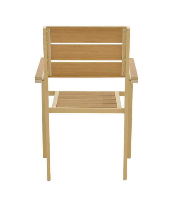 Πολυθρόνα Breze pakoworld στοιβαζόμενη plywood σε φυσική-αλουμίνιο σε cappuccino απόχρωση 57.5x60x88εκ