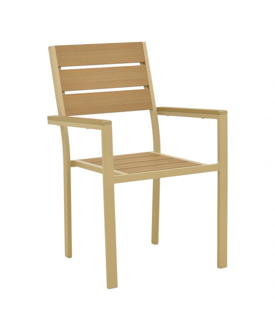 Πολυθρόνα Breze pakoworld στοιβαζόμενη plywood σε φυσική-αλουμίνιο σε cappuccino απόχρωση 57.5x60x88εκ