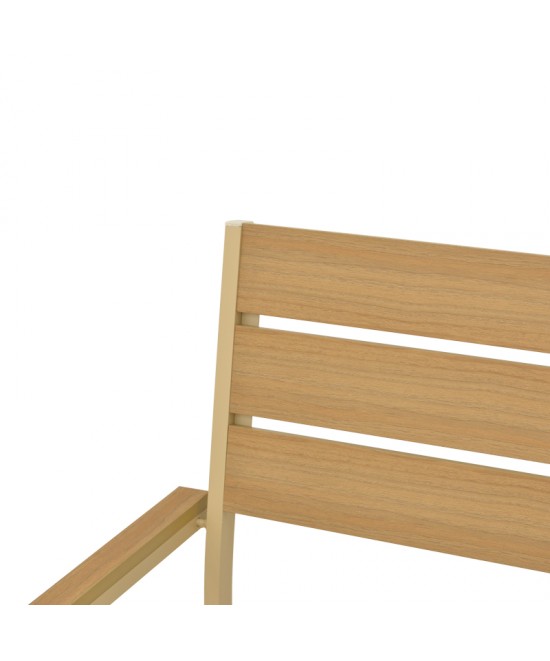 Πολυθρόνα Breze pakoworld στοιβαζόμενη plywood σε φυσική-αλουμίνιο σε cappuccino απόχρωση 57.5x60x88εκ