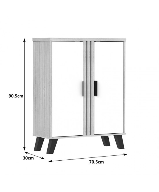 Παπουτσοθήκη-ντουλάπι Shoby pakoworld λευκό-sonoma 70.5x30x91εκ
