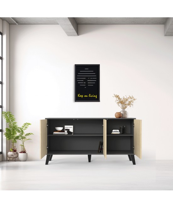 Μπουφές Billie pakoworld ανθρακί-sonoma 149x40x77εκ