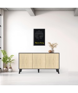 Μπουφές Billie pakoworld ανθρακί-sonoma 149x40x77εκ