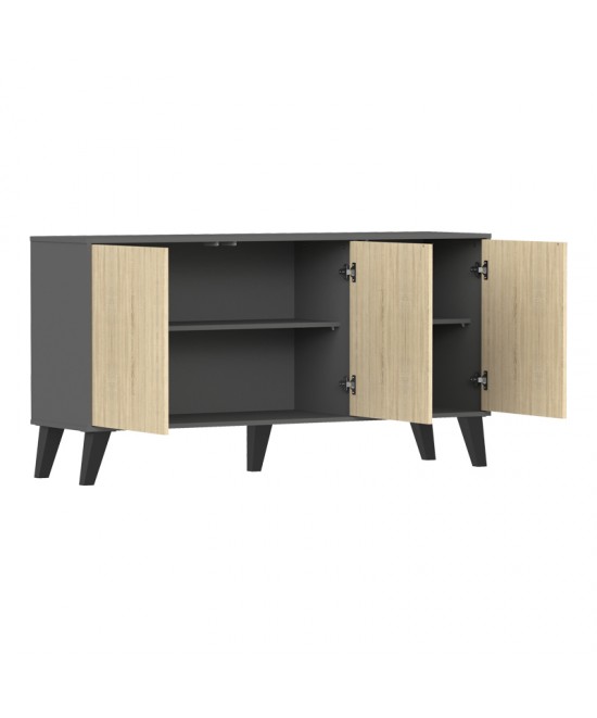 Μπουφές Billie pakoworld ανθρακί-sonoma 149x40x77εκ