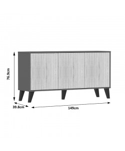 Μπουφές Billie pakoworld ανθρακί-sonoma 149x40x77εκ