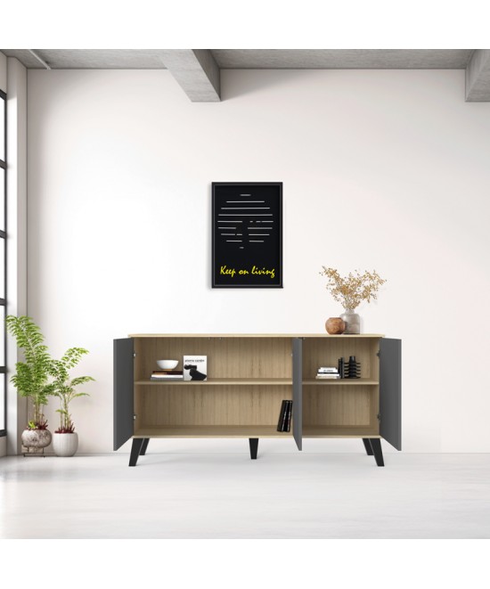 Μπουφές Billie pakoworld sonoma-ανθρακί149x40x77εκ