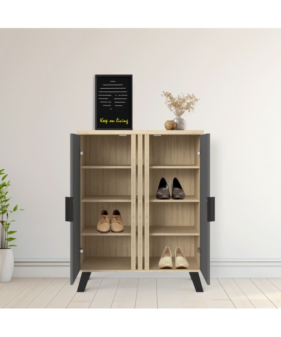 Παπουτσοθήκη-ντουλάπι Shoby pakoworld ανθρακί-sonoma 70.5x30x91εκ