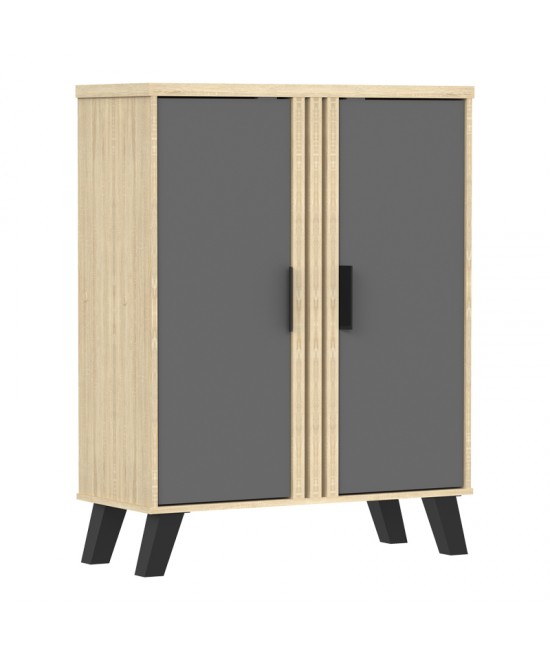 Παπουτσοθήκη-ντουλάπι Shoby pakoworld ανθρακί-sonoma 70.5x30x91εκ