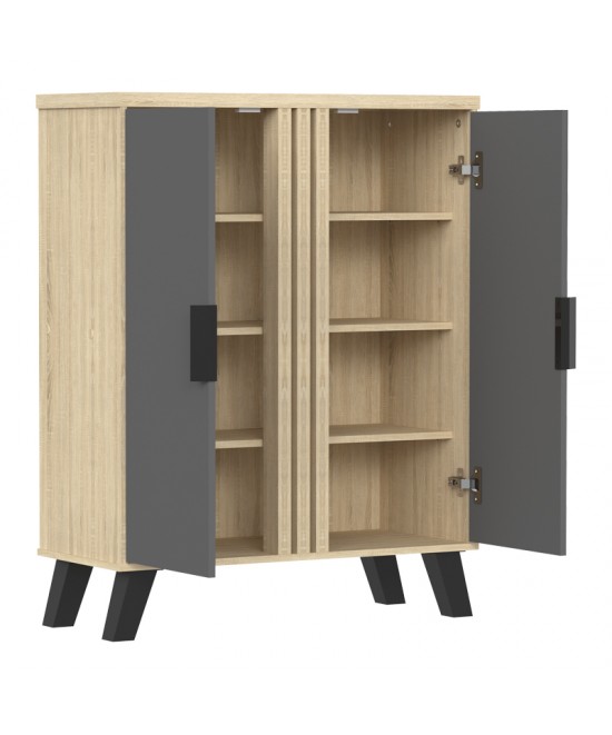 Παπουτσοθήκη-ντουλάπι Shoby pakoworld ανθρακί-sonoma 70.5x30x91εκ