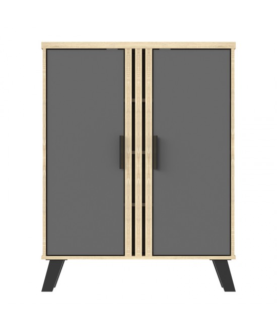 Παπουτσοθήκη-ντουλάπι Shoby pakoworld ανθρακί-sonoma 70.5x30x91εκ