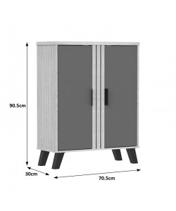 Παπουτσοθήκη-ντουλάπι Shoby pakoworld ανθρακί-sonoma 70.5x30x91εκ