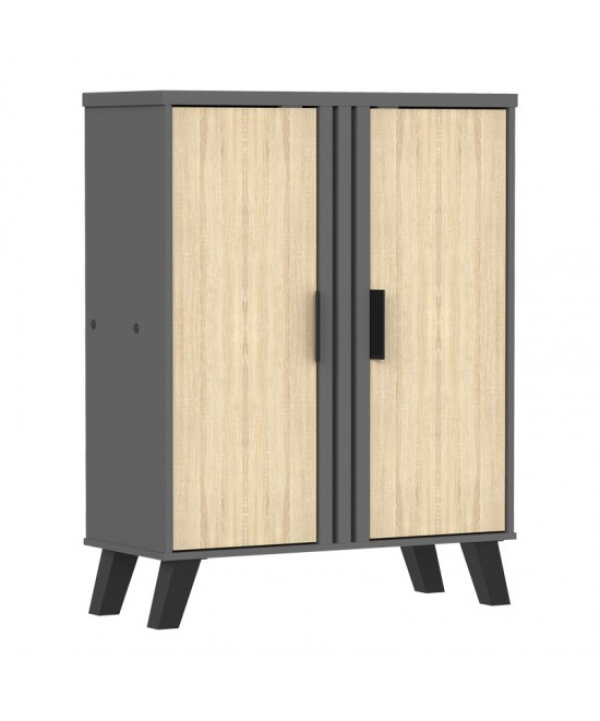 Παπουτσοθήκη-ντουλάπι Shoby pakoworld sonoma-ανθρακί 70.5x30x91εκ