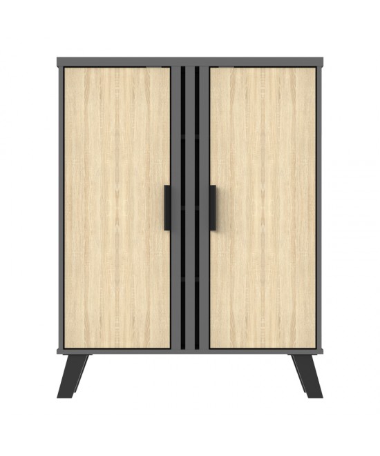 Παπουτσοθήκη-ντουλάπι Shoby pakoworld sonoma-ανθρακί 70.5x30x91εκ