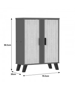 Παπουτσοθήκη-ντουλάπι Shoby pakoworld sonoma-ανθρακί 70.5x30x91εκ