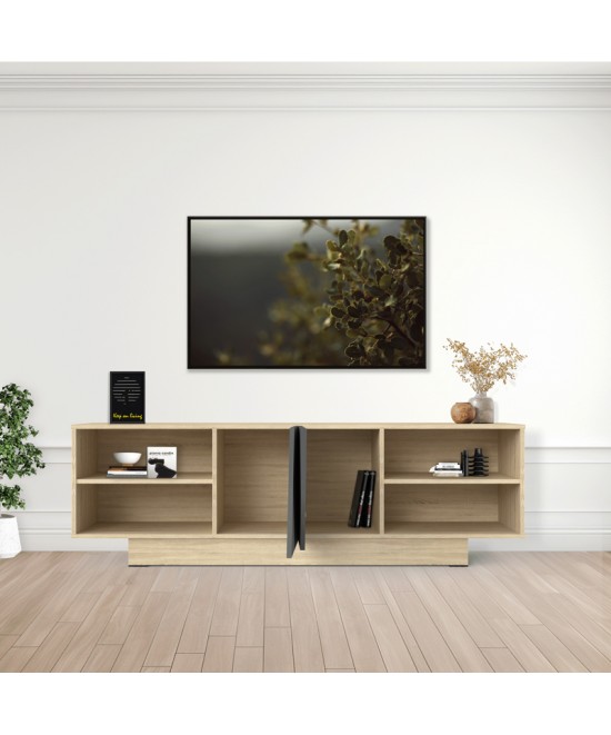 Έπιπλο τηλεόρασης Stevie pakoworld sonoma-ανθρακί 160x40x50εκ