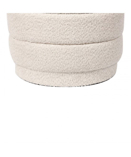 Σκαμπό-μπαούλο Bettia pakoworld μπουκλέ ιβουάρ Φ41x38.5εκ