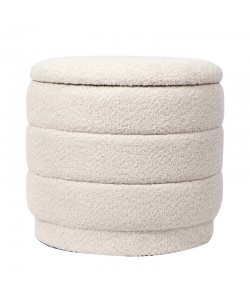 Σκαμπό-μπαούλο Bettia pakoworld μπουκλέ ιβουάρ Φ41x38.5εκ