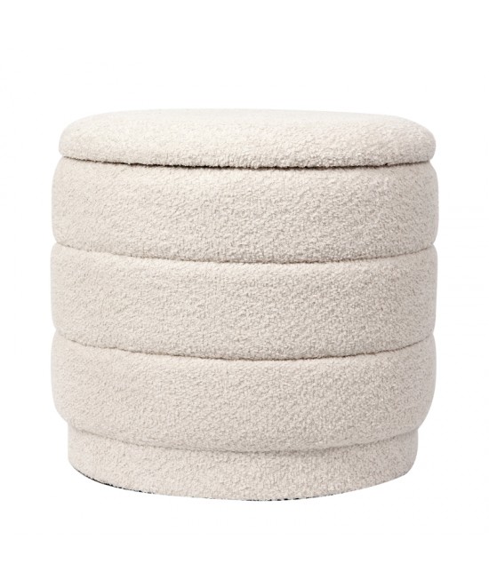 Σκαμπό-μπαούλο Bettia pakoworld μπουκλέ ιβουάρ Φ41x38.5εκ