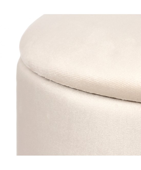 Σκαμπό-μπαούλο Terina pakoworld βελούδο κρεμ Φ46x42εκ