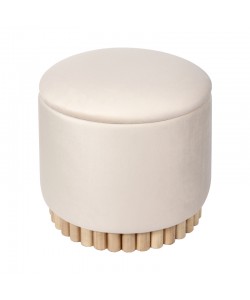 Σκαμπό-μπαούλο Terina pakoworld βελούδο κρεμ Φ46x42εκ