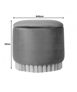 Σκαμπό-μπαούλο Terina pakoworld βελούδο κρεμ Φ46x42εκ