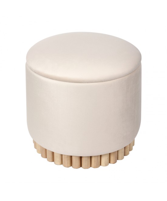 Σκαμπό-μπαούλο Terina pakoworld βελούδο κρεμ Φ46x42εκ