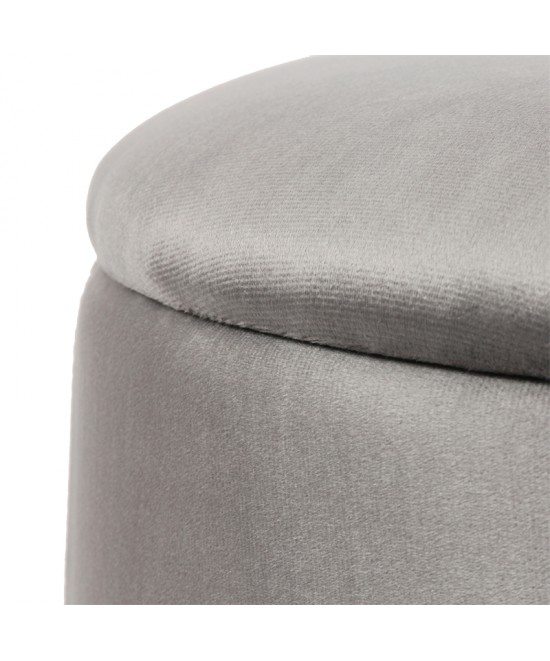 Σκαμπό-μπαούλο Terina pakoworld βελούδο γκρι Φ46x42εκ