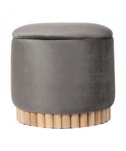 Σκαμπό-μπαούλο Terina pakoworld βελούδο γκρι Φ46x42εκ