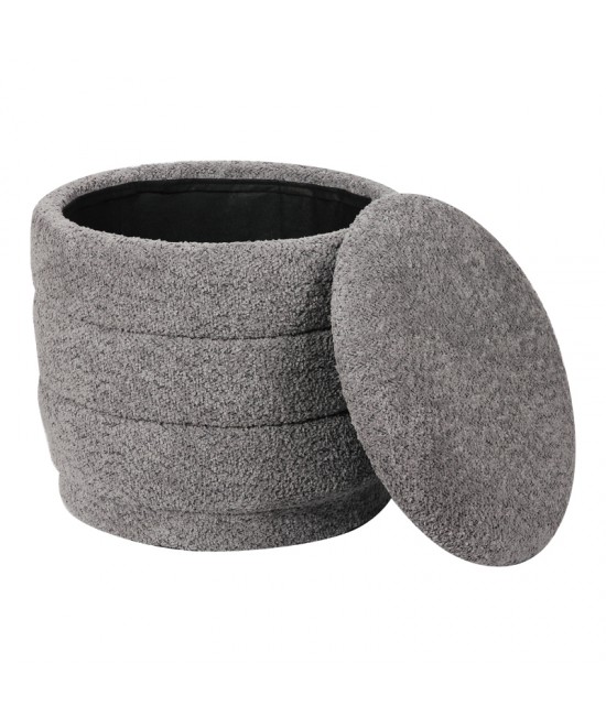 Σκαμπό-μπαούλο Bettia pakoworld μπουκλέ γκρι Φ41x38.5εκ